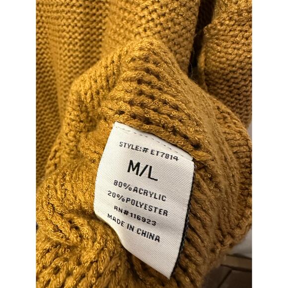 Easel Womens Boxy Oversized Pullover Knit Sweater Mustard Gold Size M / L - Picture 5 of 7